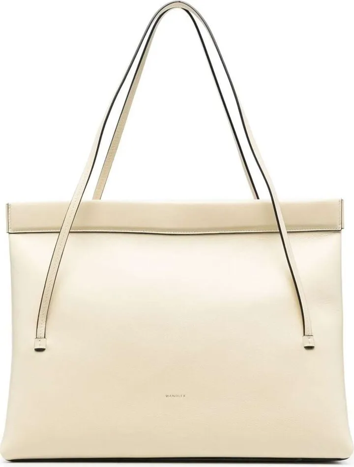 'medium Joanna' Cream White Tote Bag With Logo Print In Leather Woman