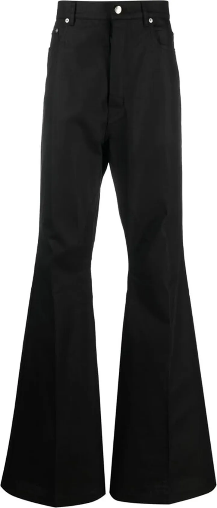 High-Waisted Flared Cotton Trousers
