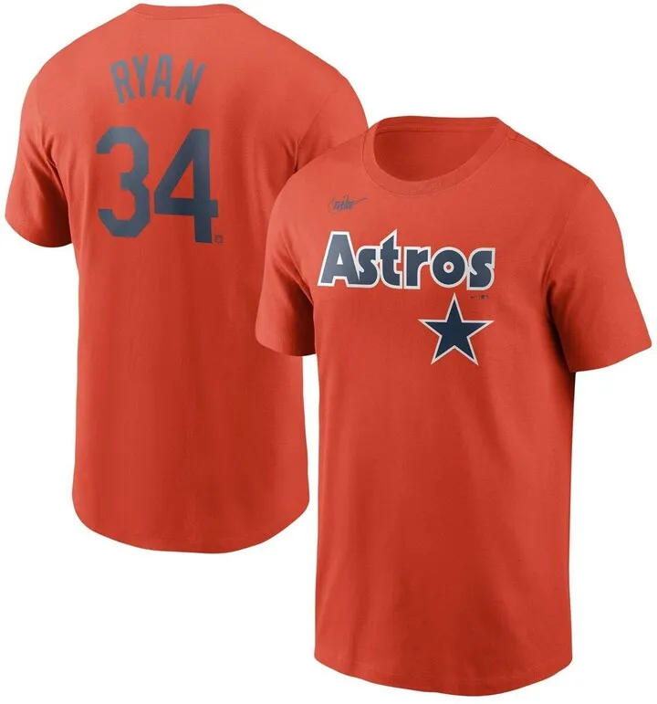 Men's Nike Nolan Ryan Orange Houston Astros Cooperstown Collection Name and Number T-shirt