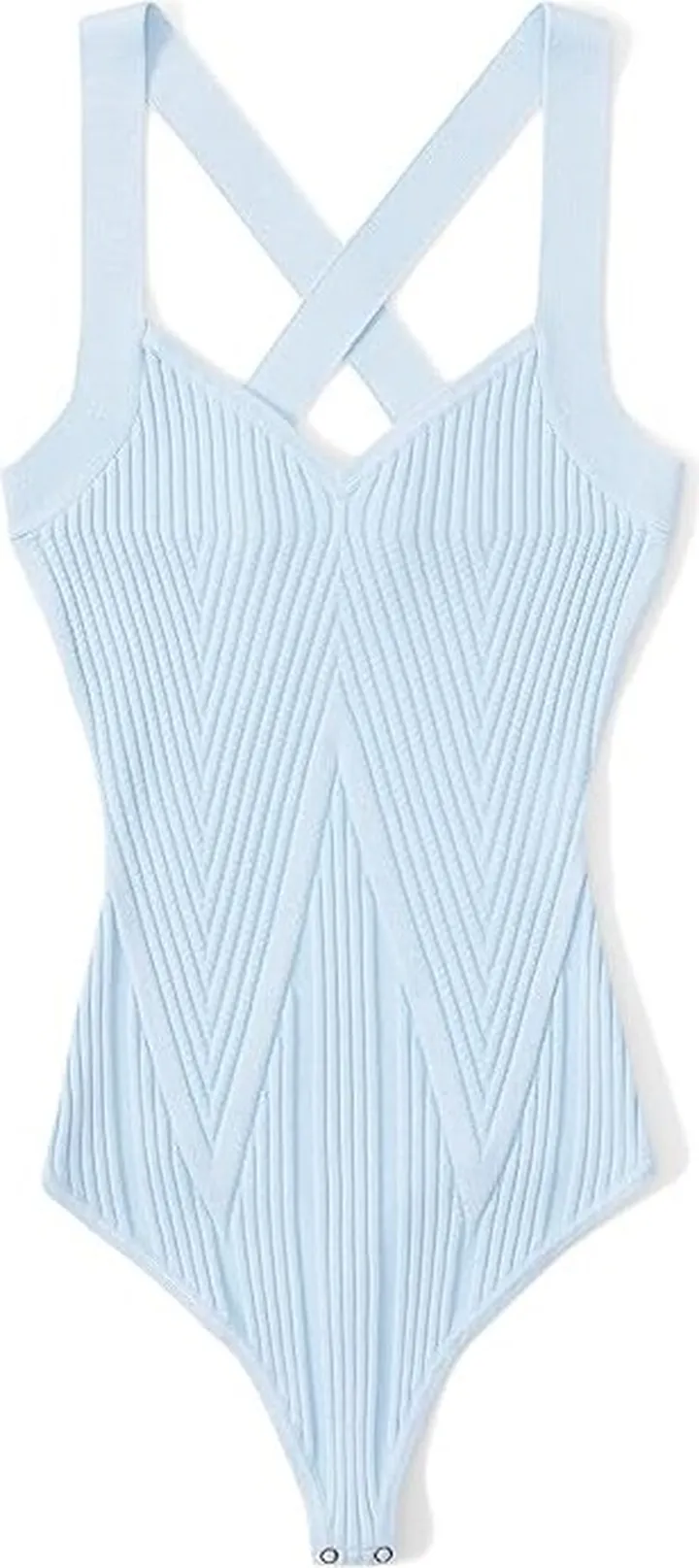 Abercrombie & Fitch Glossy Rib Crossback Bodysuit (Light Blue) Women's Jumpsuit & Rompers One Piece