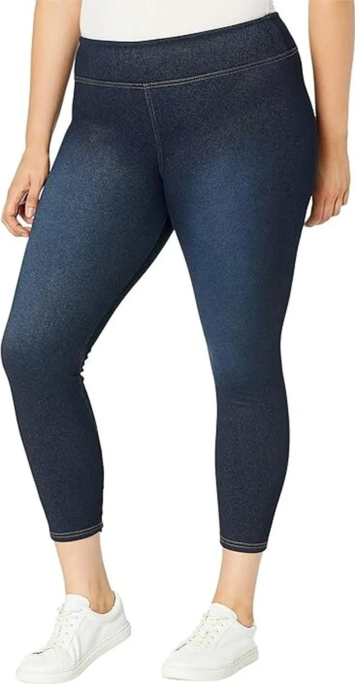 HUE Plush Lined High-Rise Denim Leggings (Midnight Rinse) Women's Jeans