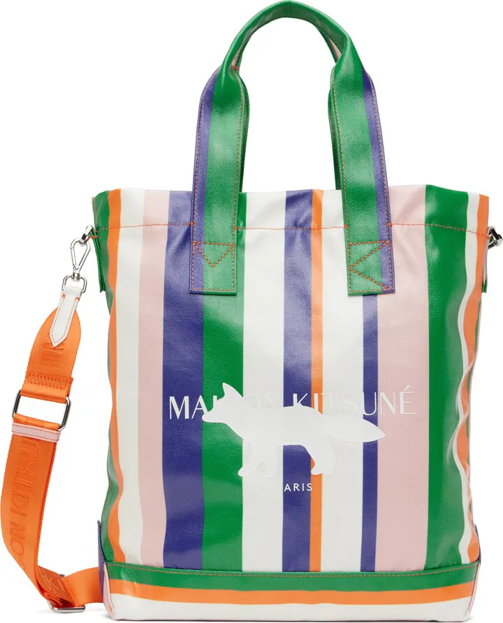 Maison Kitsuné Multicolor Stripes Tote