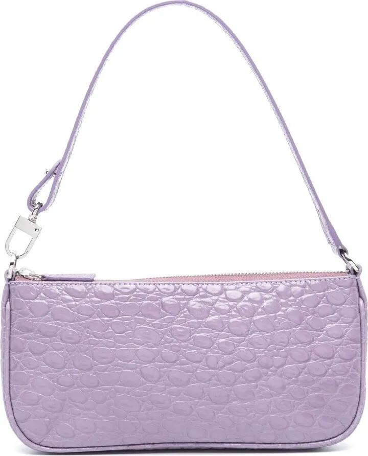 Purple Rachel Mock Croc Leather Shoulder Bag