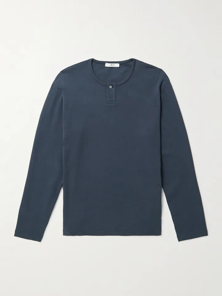 Cotton-Jersey Henley Pyjama Shirt