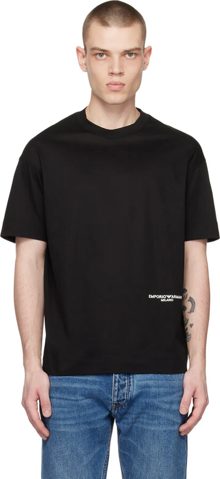 Emporio Armani Black Printed T-Shirt