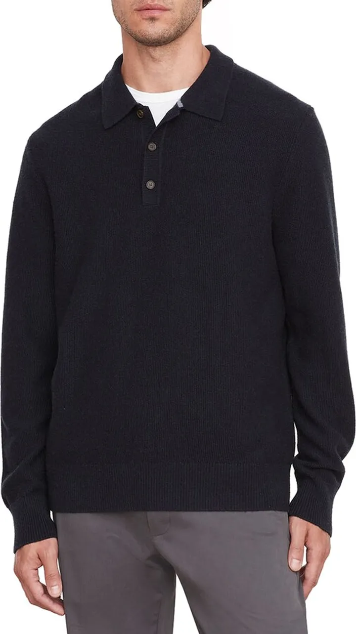 Long Sleeve Wool & Cashmere Polo