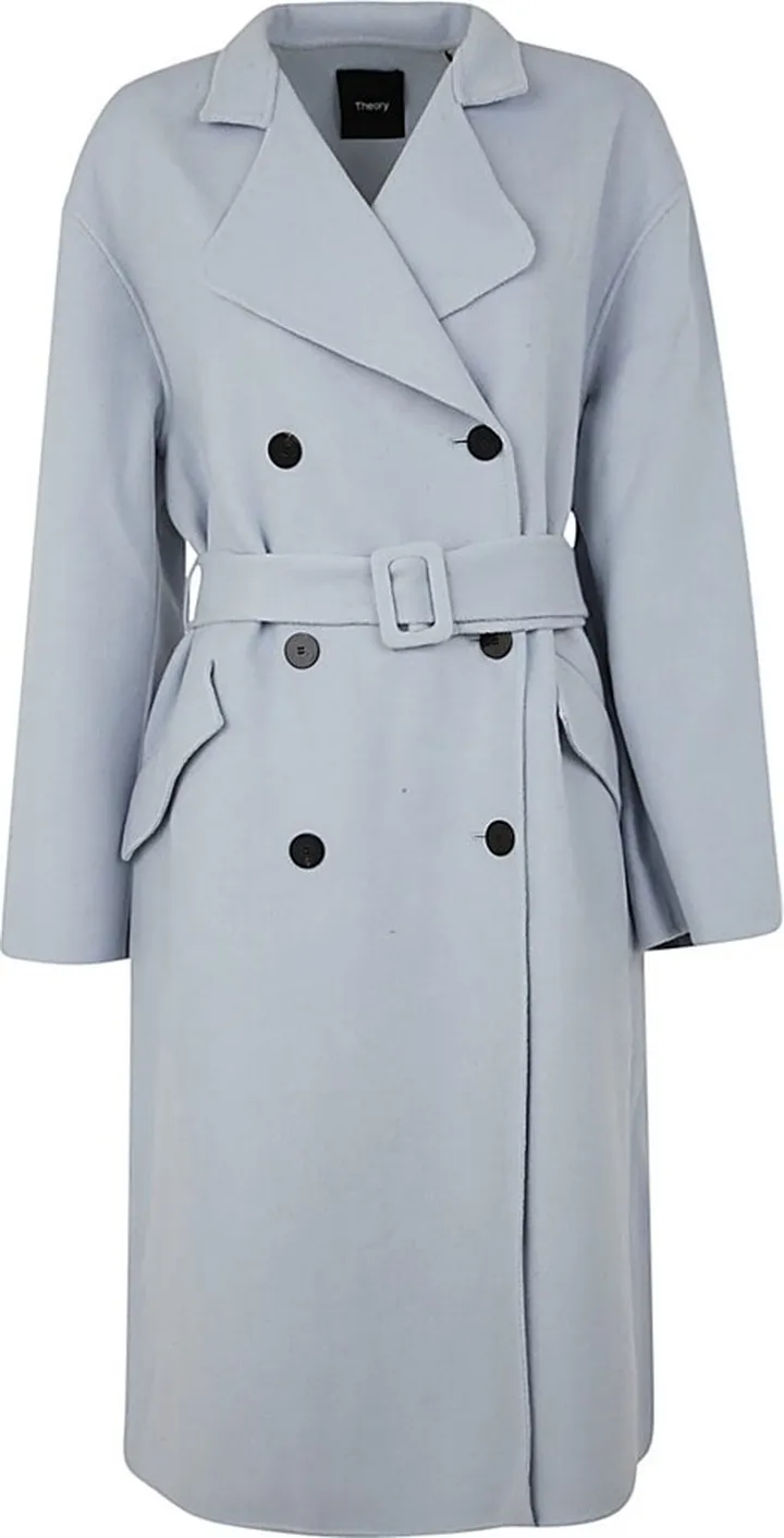 Wool Double Breasted Belted Coat