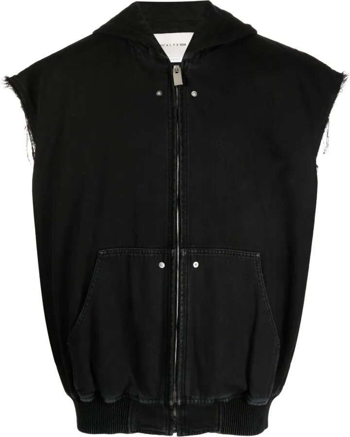 Zip-Up Cotton Hooded Vest