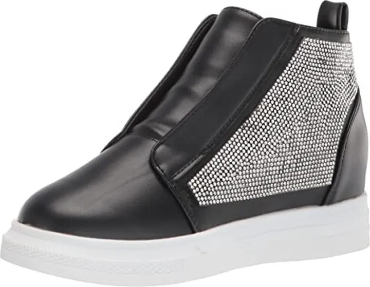 YOKI-DEMIAN-59 Women's Slip On Sneaker with Rhinestone Studded Embellishment