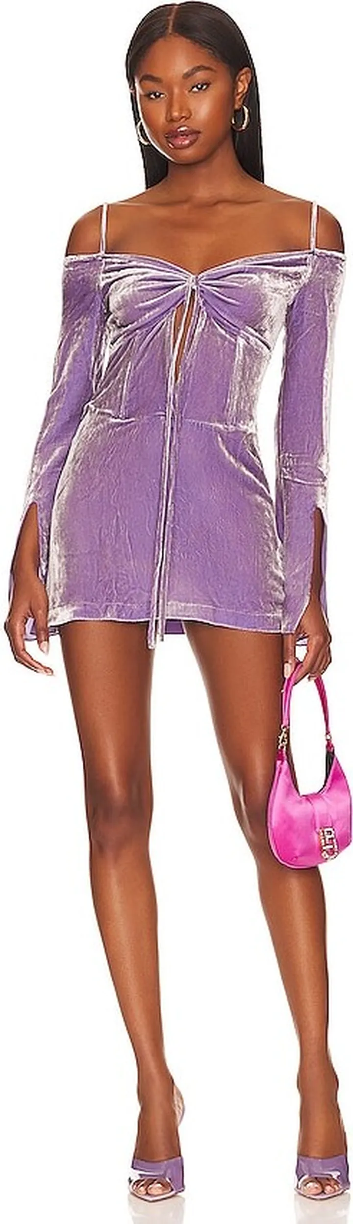 Off Shoulder Velvet Mini Dress