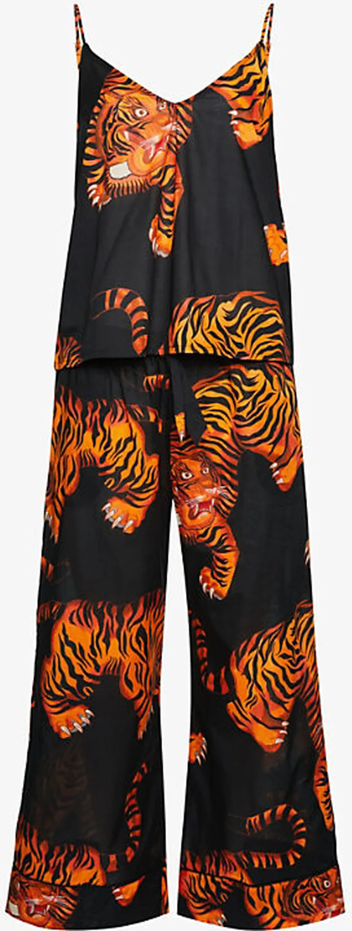 Womens Black Rayas Tiger-print Cotton Pyjamas Xxl