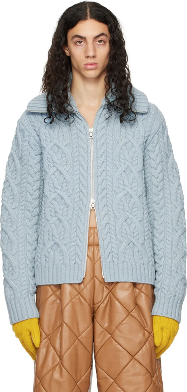 Dries Van Noten Blue Zip Sweater