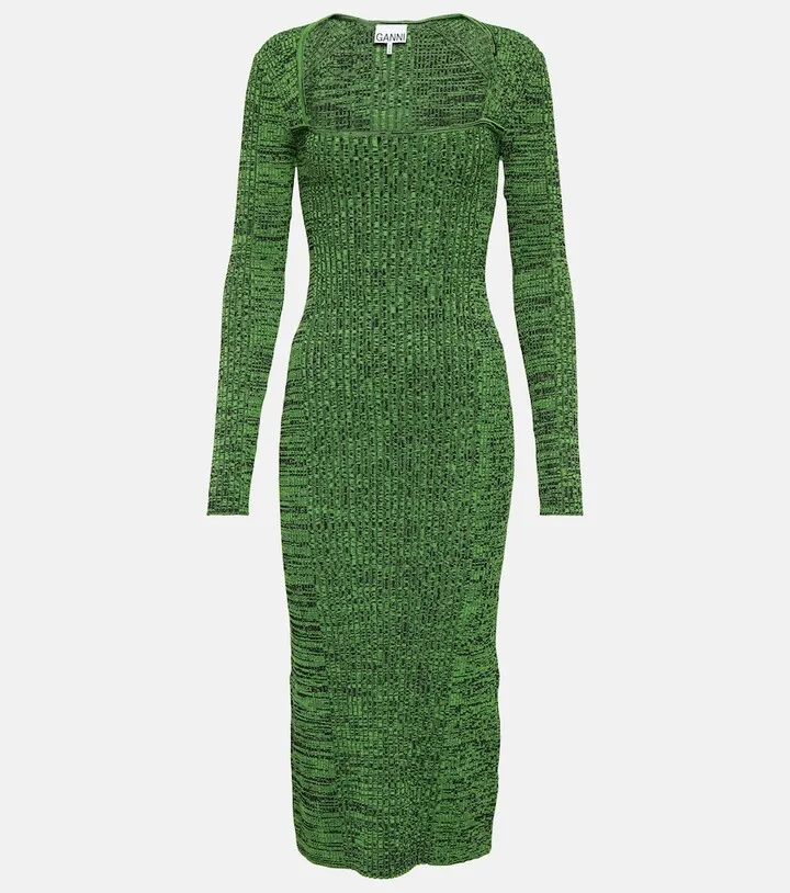Ribbed-knit midi dress