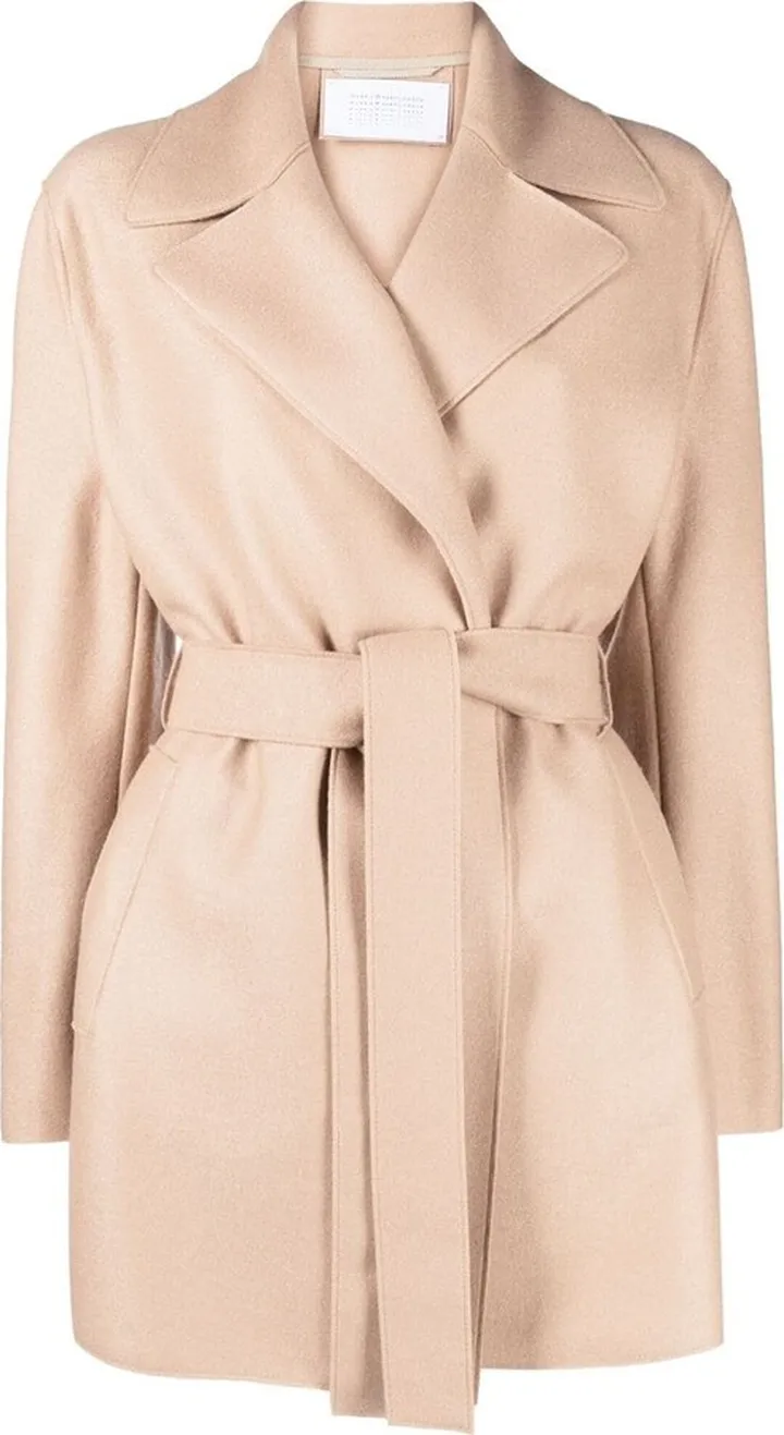Belted-Waist Wool Jacket