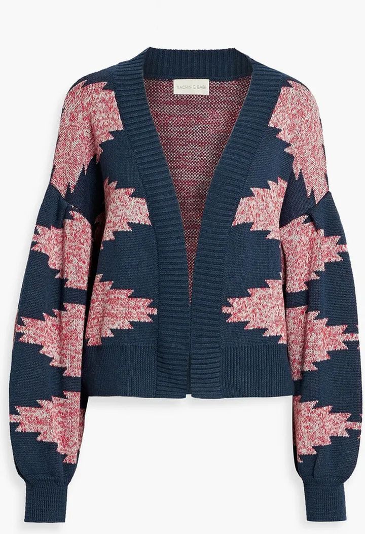 Landon jacquard-knit cotton-blend cardigan