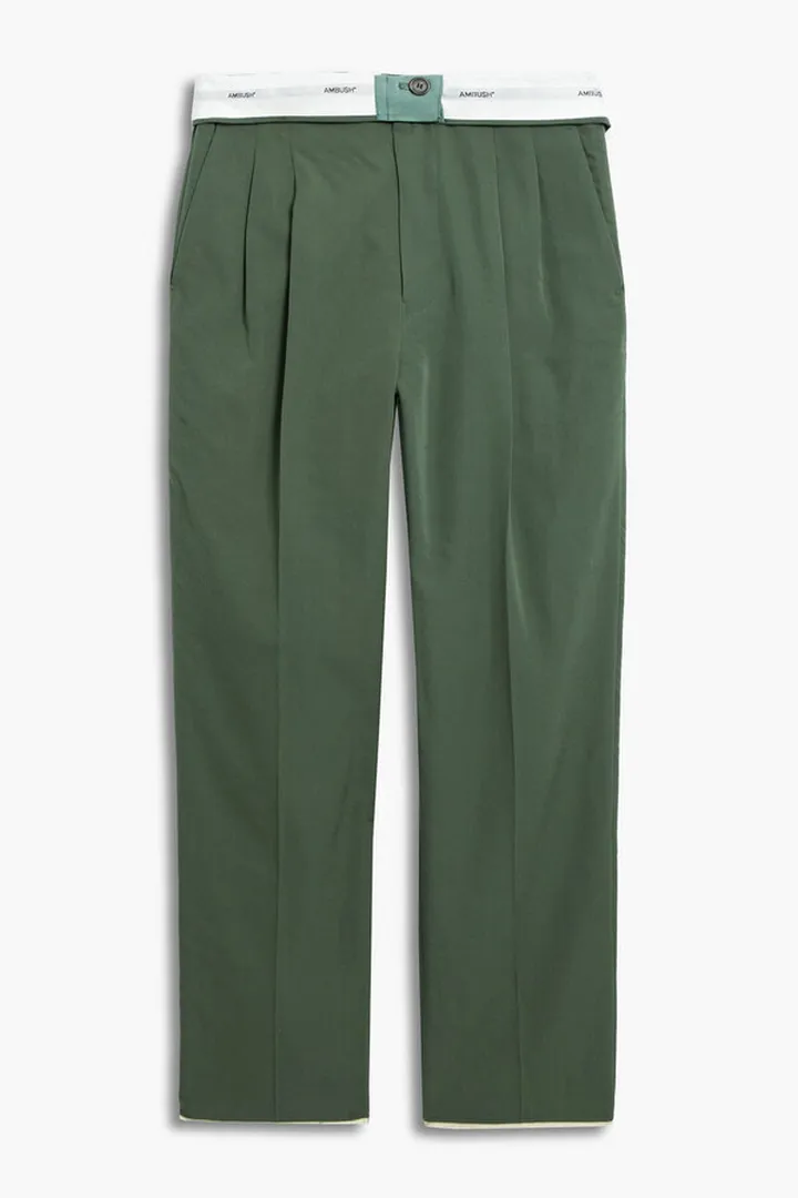 Jacquard-trimmed wool-twill pants