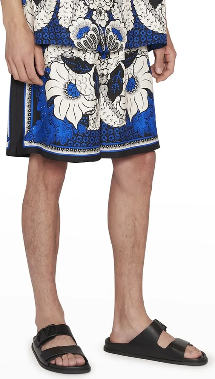 Men's Bandana Flower Silk Shorts