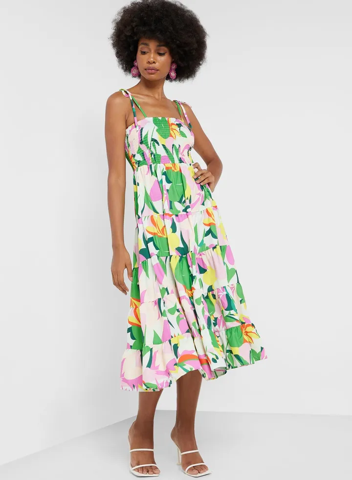 Strappy Printed Dress