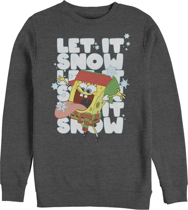 Men's SpongeBob SquarePants Christmas Let It Snow Sweatshirt - Charcoal Heather - X Large