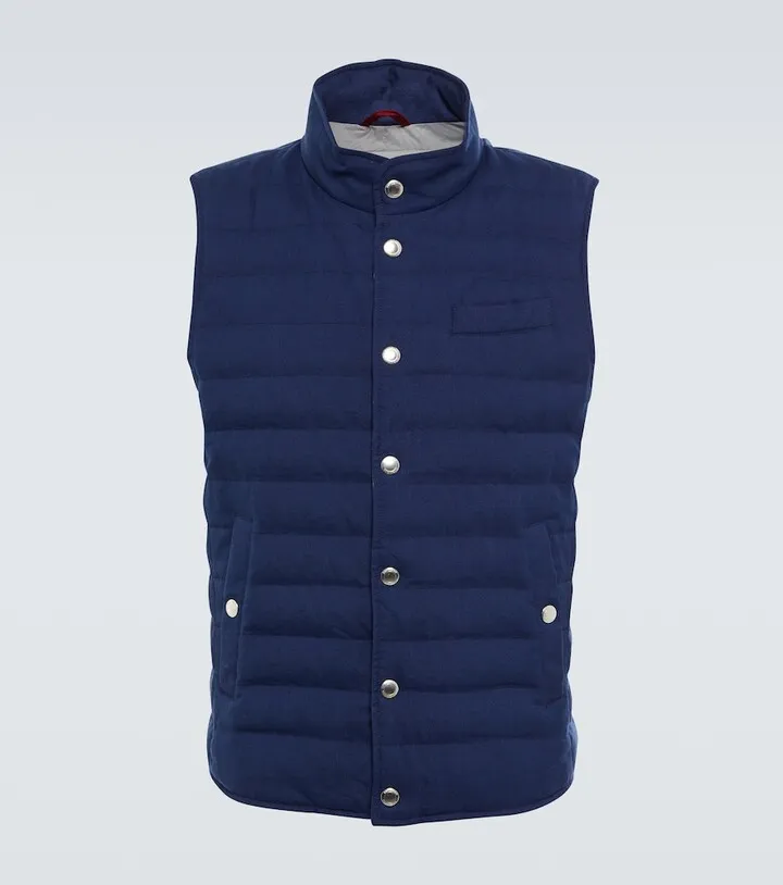 Linen and wool down vest