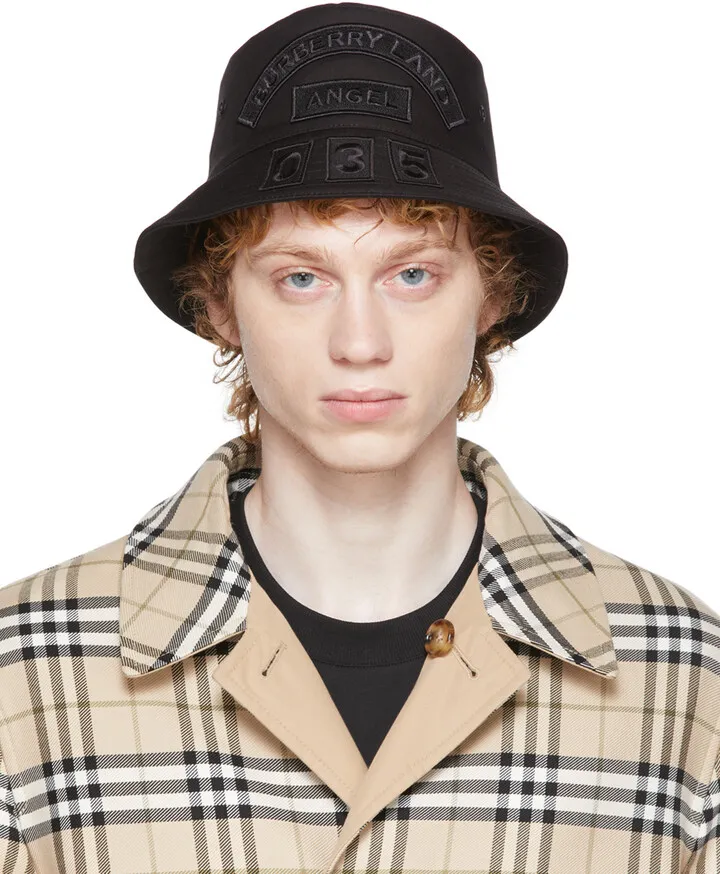 Burberry Black Logo Patch Bucket Hat