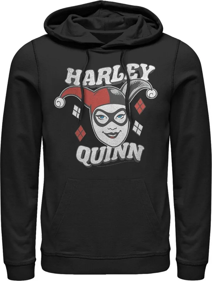 Men's Batman Harley Quinn Smile Face Pull Over Hoodie - Black - X Large