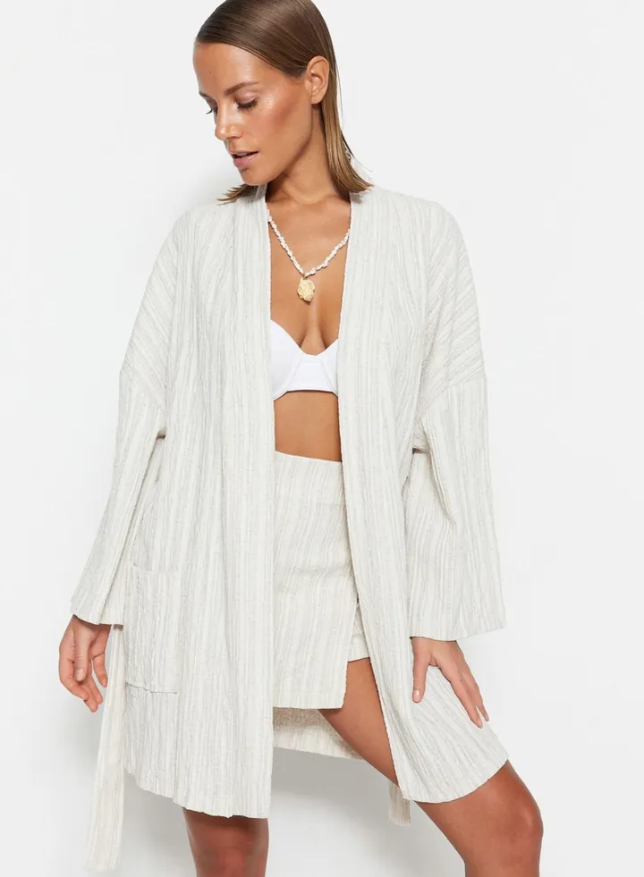 Belted Pocket Detail Kimono