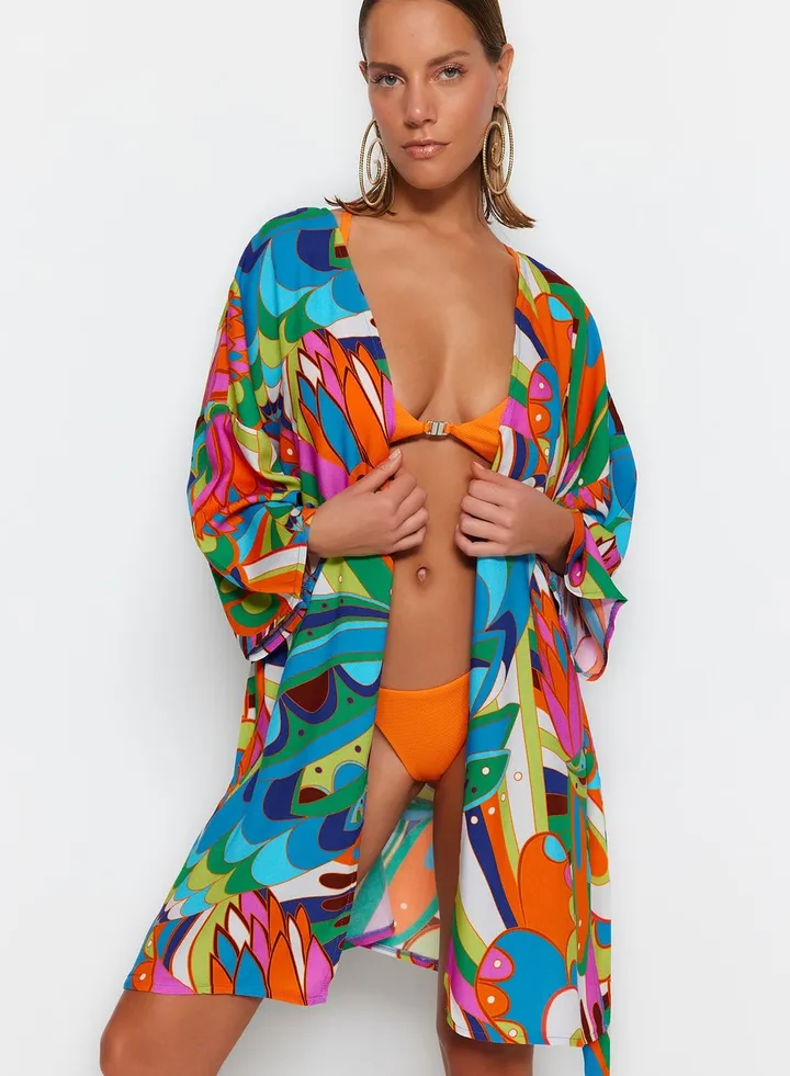 Belted Printed Kimono