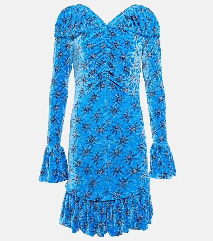 Floral velvet minidress