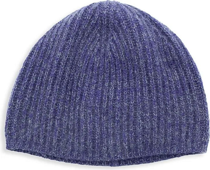 Ribbed Melange Cashmere Beanie