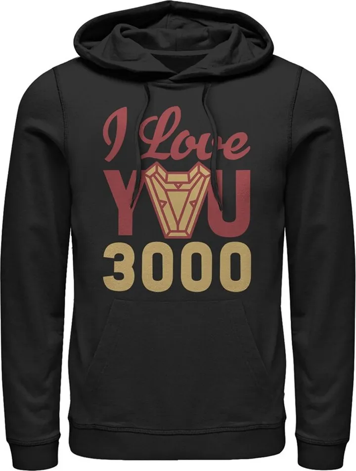 Men's Marvel Iron Man Arc Heart 3000 Pull Over Hoodie - Black - 2X Large