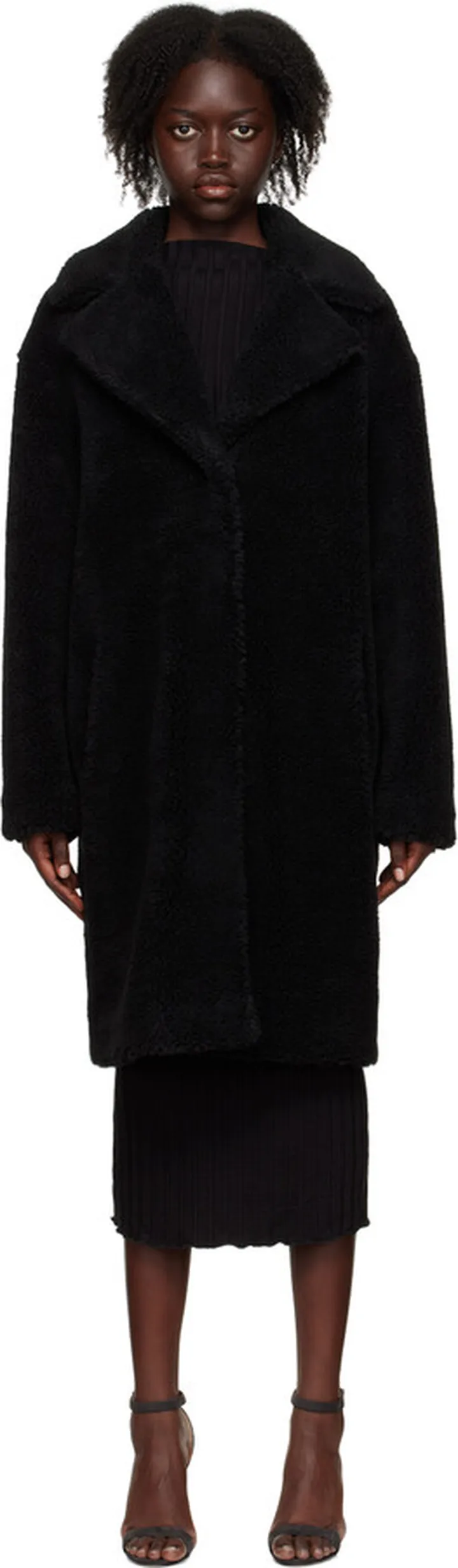 Stand Studio Black Camille Faux-Fur Coat