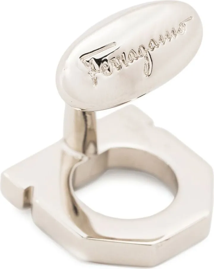 Silver Tone Polished Hanger Cufflink