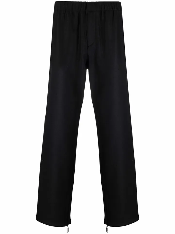 Elasticated-Waistband Straight-Leg Trousers