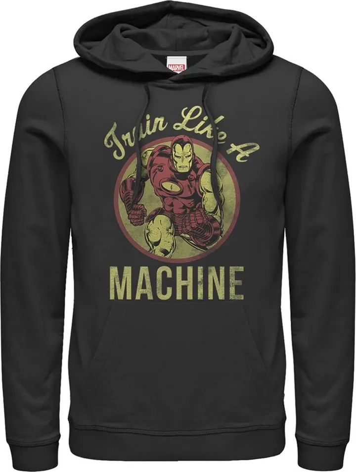 Men's Marvel Iron Man Train Like a Machine Pull Over Hoodie - Black - 3X Large
