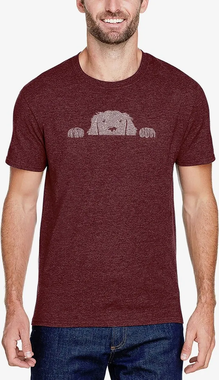 La Pop Art Men's Premium Blend Word Art Peeking Dog T-shirt