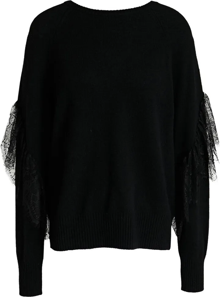 Lace-trimmed cashmere sweater