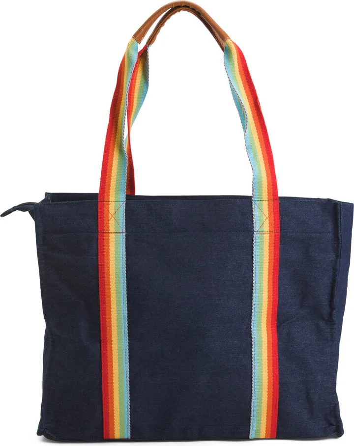 Denim Tote With Zip Pocket