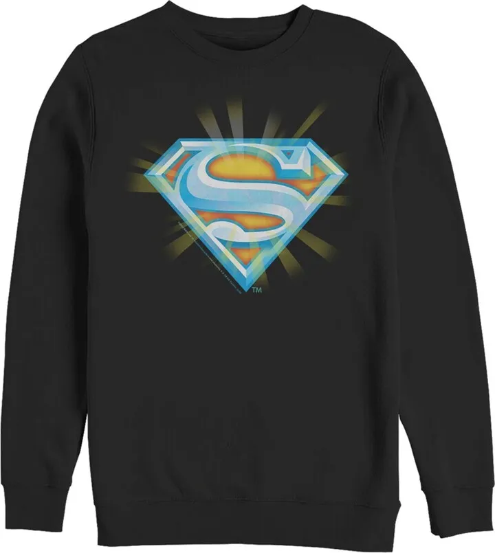Men's Superman Glowing Shield Logo Sweatshirt - Black - Small