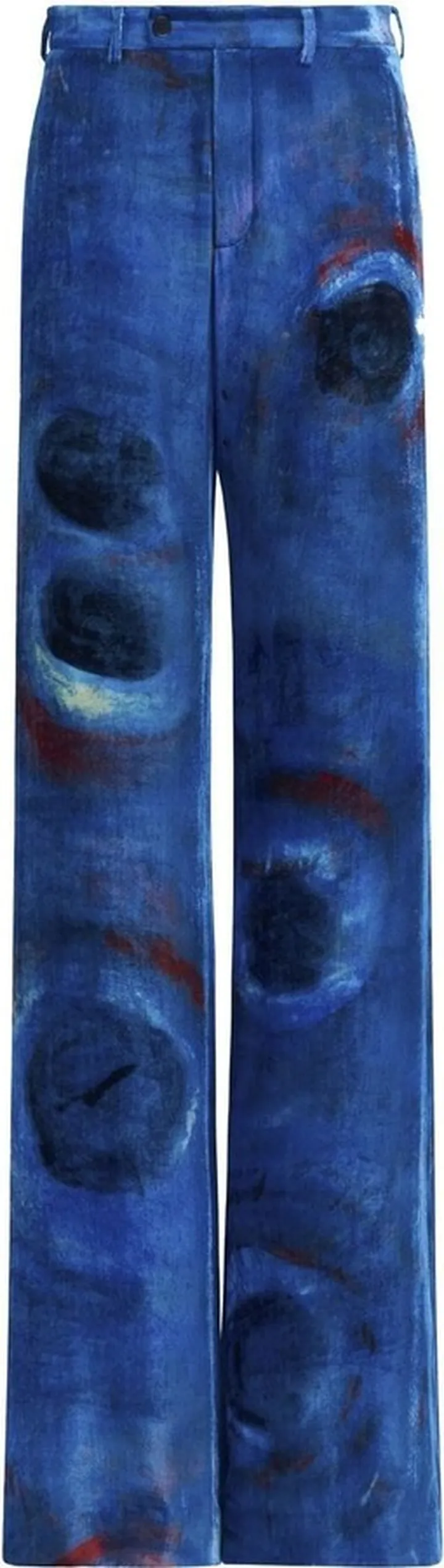Painterly-Print Straight-Leg Trousers