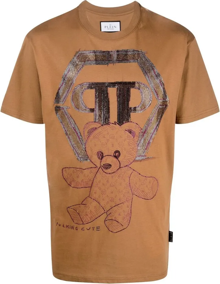 teddy-bear print short-sleeve T-shirt