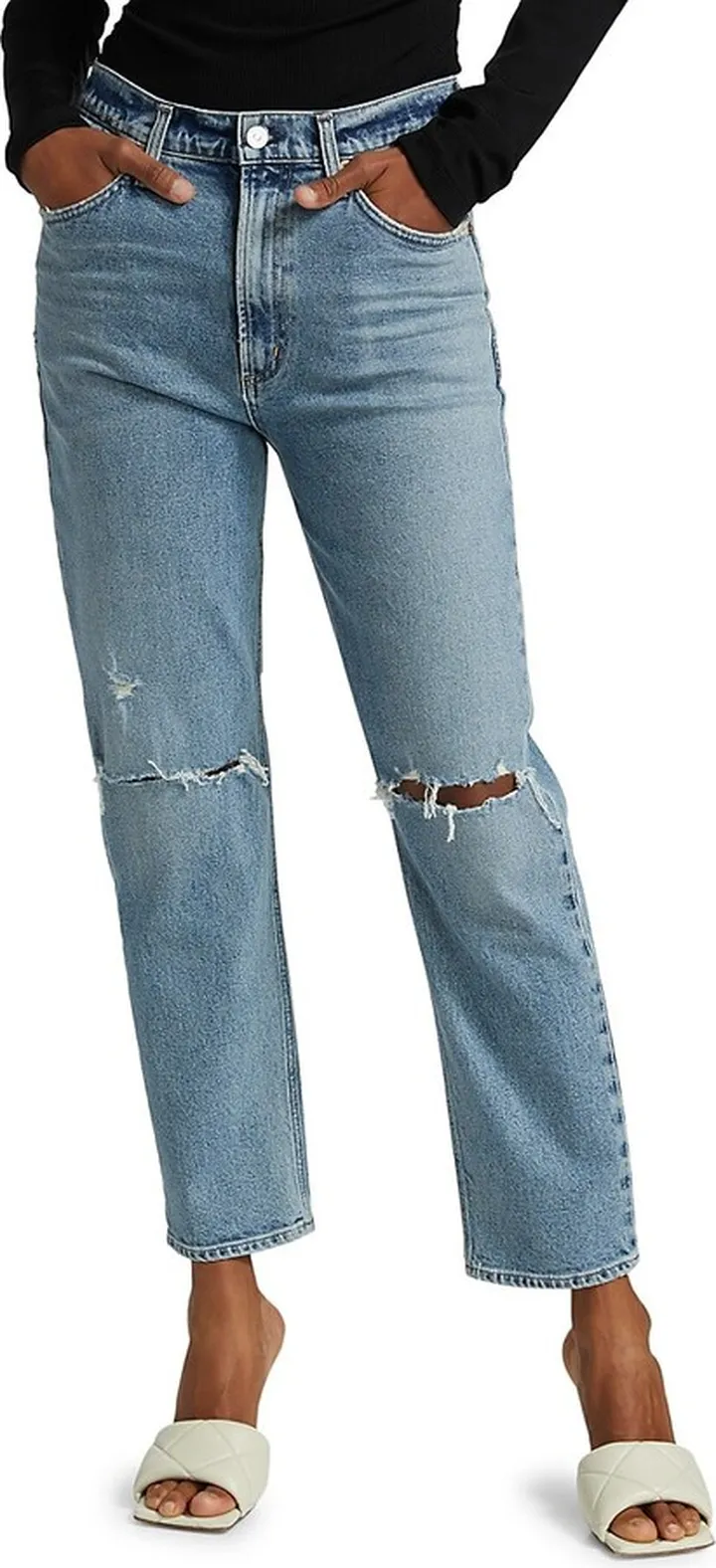 Marlee High-Rise Distressed Stretch Tapered Jeans