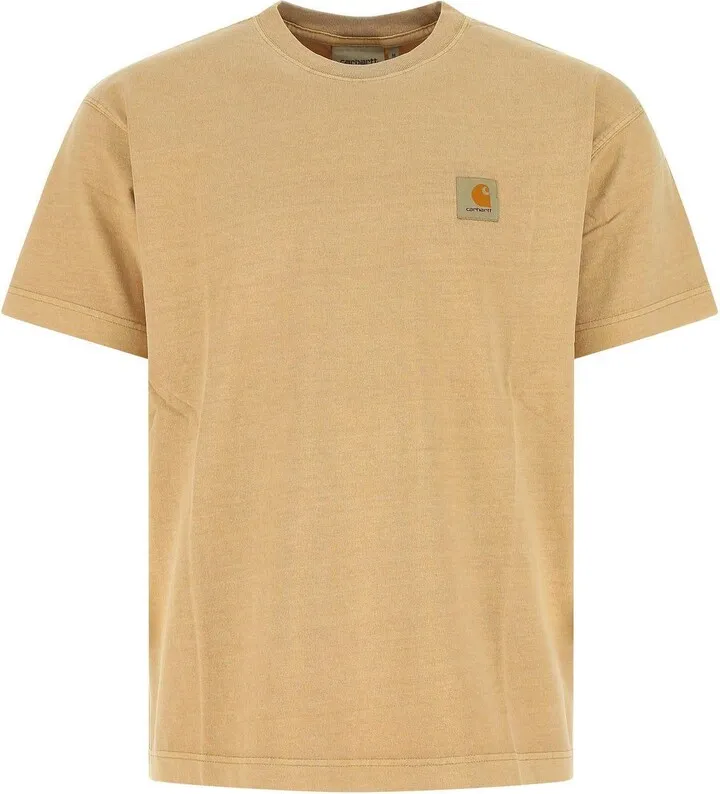 T-shirt realized in pure cotton enriched by contrasting logoed label on the chest.