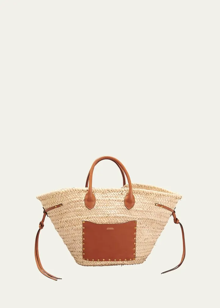 Cadix Straw & Leather Tote Bag
