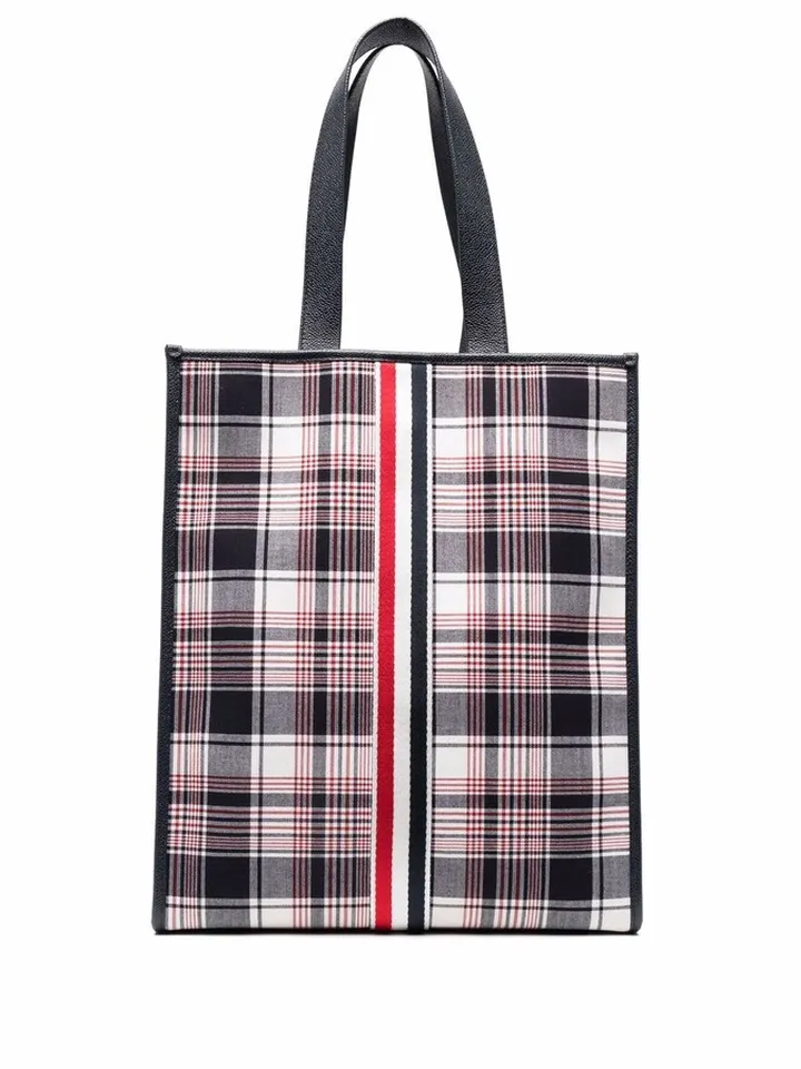 vertical RWB-webbing stripe tote bag