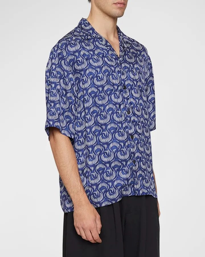 Men's Cassi Patterned Camp Shirt