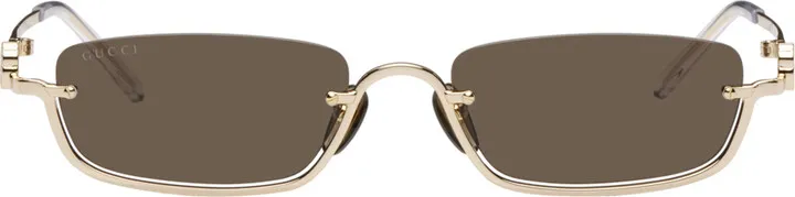 Gucci Gold Rectangular Sunglasses