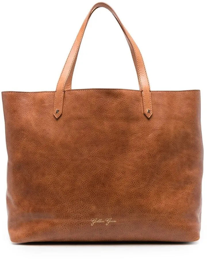 Logo-Stamp Leather Tote