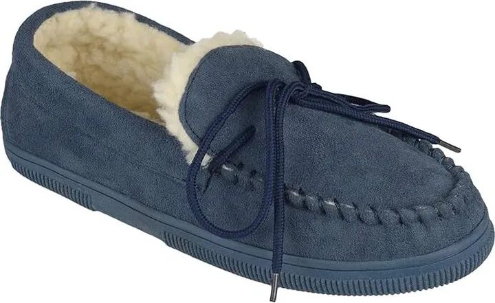Vance Co. Moccasin Slipper (Navy Faux Suede) Men's Shoes