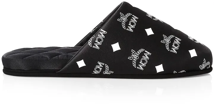 Laurel Leaf Monogram Silk Satin Slippers